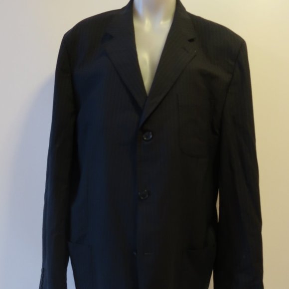 RENE LIZARD PINSTRIPE WOOL BLAZER JACKET 44 L * - Picture 5 of 16